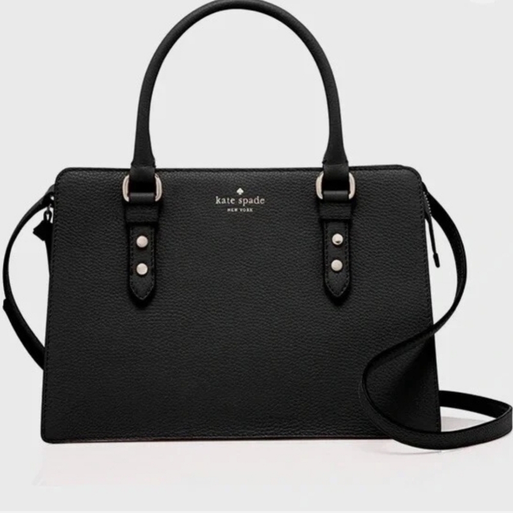 Kate Spade New York Lise Mulberry Street black pebbled leather satchel handbag